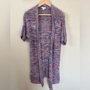 Sundance Open Hang Long Sweater Short Sleeve Size Medium Pink Blue Red